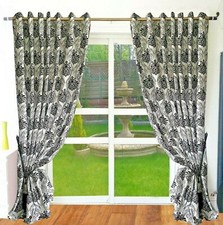 Flocked damask eyelet curtains - damask,