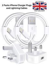 2 Packs iPhone Charger Plugs and 2 x data Cables, USB Fast Wall Charging Adapter