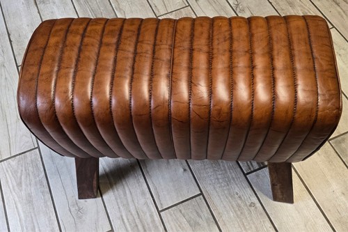 Brown leather stool - stool, /