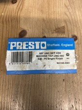 5/8” UNC Set HSS Machine Tap UNC ISO 529 - P0 Bright Finish Presto