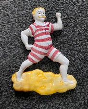Vintage Ceramic Victorian Male Bather Decorative Wall Plaque, Hand Painted