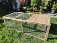 LARGE WOODEN 6FT PET RUN ENCLOSURE SHELTER PLAY PEN RABBIT GUINEA PIG CAGE