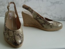 Toni Pons Metallic Python Snake Print Platform Espadrille Wedge Heels EU 41 UK 8