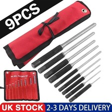 9x Forged Steel Roll Pin Punch Set Roll Up Pouch Case Rifle Gunsmithing Jeweler