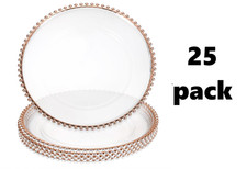 25 Clear Charger Plates Rose