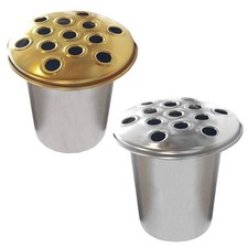 Metal Cemetery Grave Flower Pot Insert with Lid - Silver
