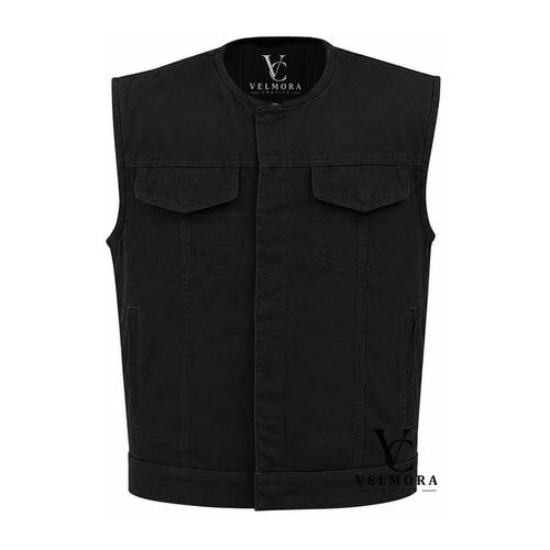 Men denim biker - denim, waistcoat