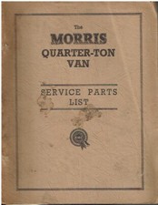 MORRIS MINOR 0.25 TON VAN ORIGINAL 1953 FACTORY PARTS CATALOGUE
