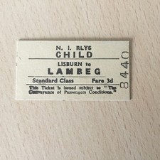 Irish.  Railway. Ticket;.    (. Lisburn.  To. Lambeg,     ).B-78
