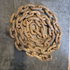 RECLAIMED  VINTAGE  VERY HEAVY SHIP TYPE CHAIN  8ft  9 INH LONG, industrial
