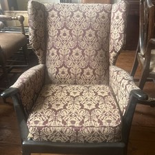 Stunning Wingback Armchair Purple Chevron Pattern High Back Accent Chair H121cm