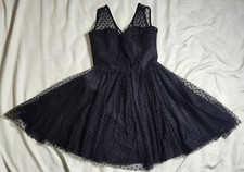 Milly Lace Sleeveless Dress Size 4 Black V Neckline Fit And Flare Net Cocktail
