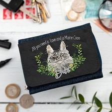 Personalised Maine Coon Cat Purse Kitten Coin Wallet Cute Ladies Gift NDD67