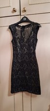 Lipsy - Black/Gold sparkle dress with black chiffon cowl neck back - Size 8 VGC