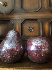 fruit ornaments Apple & Pear Mosaic Glass Home Decor Burgundy Light Reflecting