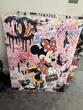 BANKSY STYLE MINNIE LOVE HATE GRAFFITTI FRAMED CANVAS WALL ART OR POSTER PRINT