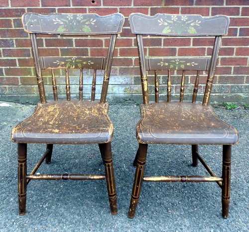 Pair victorian painted chairs - pair,