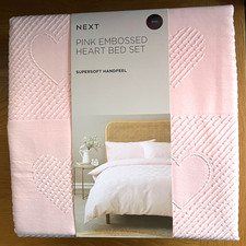 BNWT NEXT KING SIZE PINK EMBOSSED HEARTS SUPER SOFT FEEL DUVET SET