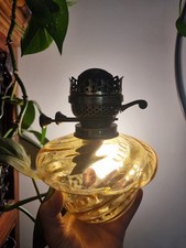 Antique Victorian Amber Glass Wall/Table Oil Lamp Double Burner  DAMAGED See pic
