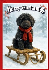 Cavapoo / Cockapoo / Doodle Black Dog A6 (4" x 6") Christmas Card (Blank inside)