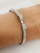 Swarovski Style Silver Bangle