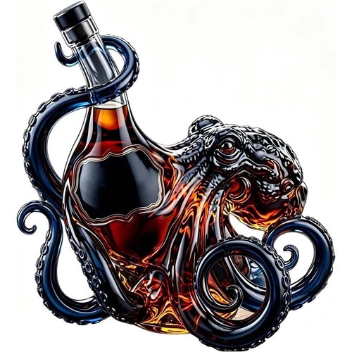 Octopus bottle deep sea - 3d,