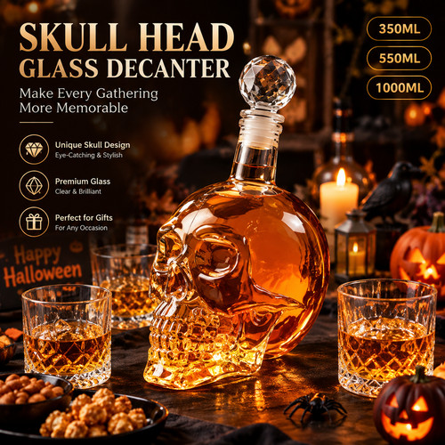 Skull head glass decanter - decanter, –