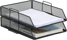 Easypag 2 Tier A4 Mesh in Trays Stackable Office Desk Tidy File Holder Magazine 
