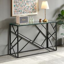 Monza Luxe Glass Console Hall Table with Black Frame - AY52-BLACK