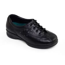 Padders Karen 2 Ladies Black Leather Lace-Up Shoes Ultra Wide Fit 4E-6E Comfort