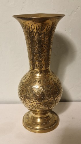Vintage indian brass vase - indian,