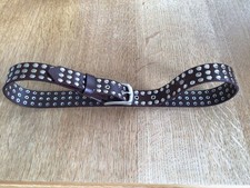 Unisex brown leather bikers / rockers studded belt in good condition.