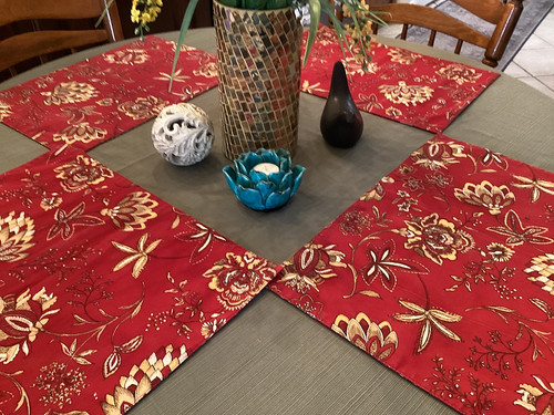 Fabric placemats red gold - placemats,