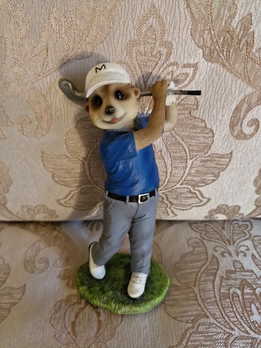 Ceramic golfing meerkat - golfing,