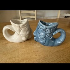 2x Small Fish glug Jugs/vase
