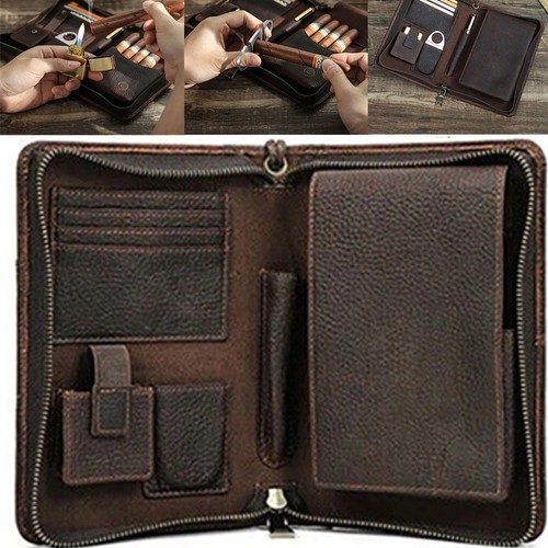 Portable cigar case leather - cigar,