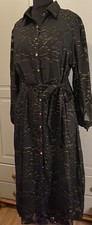 Klass  Black- Gold Shimmery Button Front Dress size 16