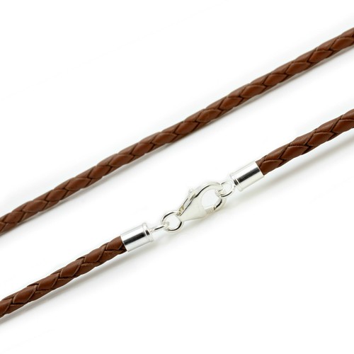 Light brown leather necklace - brown,