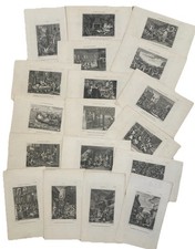 Antique Original Hogarth Book Plates x 19 Art Bundle Job Lot