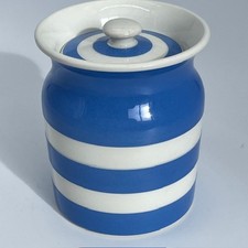 TG Green Cornishware Blue & White Lidded Jar – Early Green Shield Backstamp