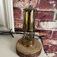 Vintage Small Miniature Brass Miners Lamp Ornament With Hook - 12cm Tall