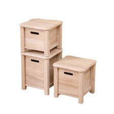 Wooden Step Stool with Drawer