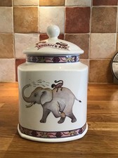 ARTHUR WOOD "NOAH'S ARK" CERAMIC STORAGE JAR WITH LID (ELEPHANT & MONKEY) VGC.