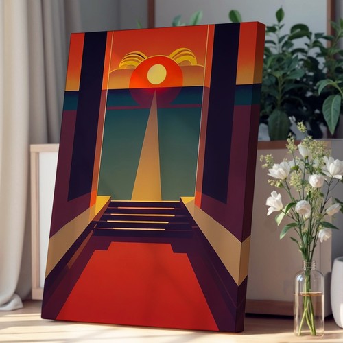Art deco sunset canvas - sunset,