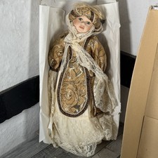 Vinatge Porcelain Collector Doll Gold Royal Religious Dress Outfit 24" Box Large
