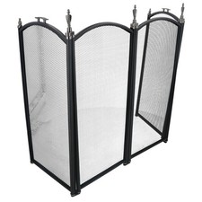 Black 4 Panel Fire Screen