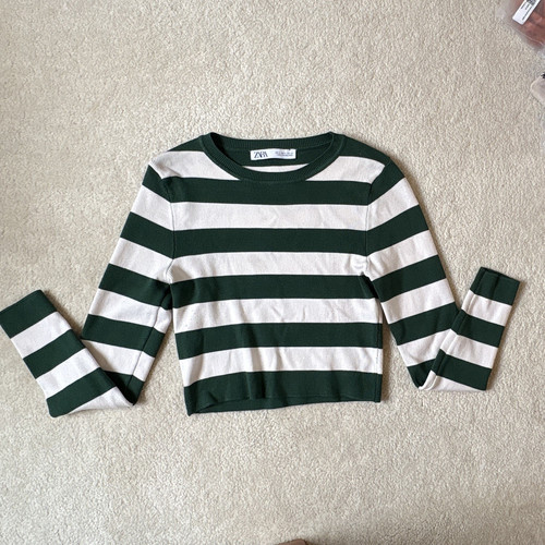 Zara green white striped - green,