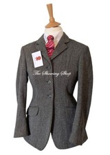 MEARS LADIES HEAVYWEIGHT BLUE/ GREY KEEPERS TWEED SHOWING/HUNTING JACKET SIZE 12