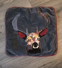 Cushion cover with a deer/stag design,quilt design on dark velvet like material