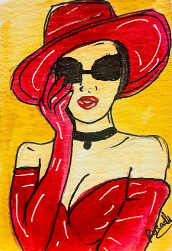 Aceo fashion lady red - aceo,